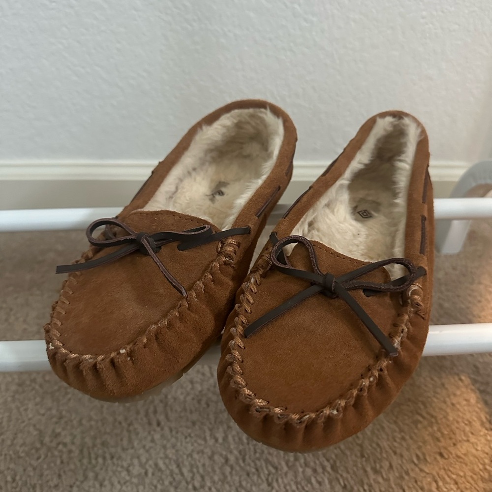 Brown Suede Moccasin Slippers